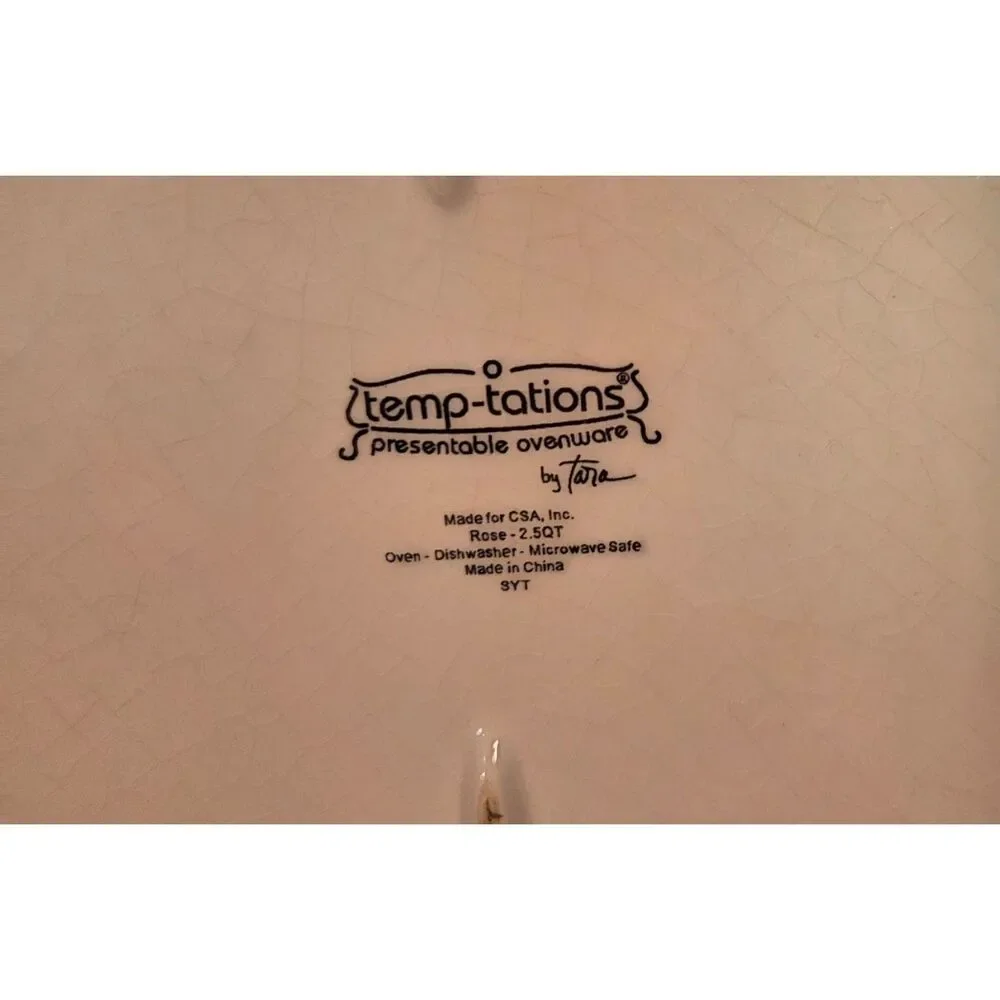 Temptations by Tara Rose Rectangular Baker 2.5 Qt Ovenware Dish